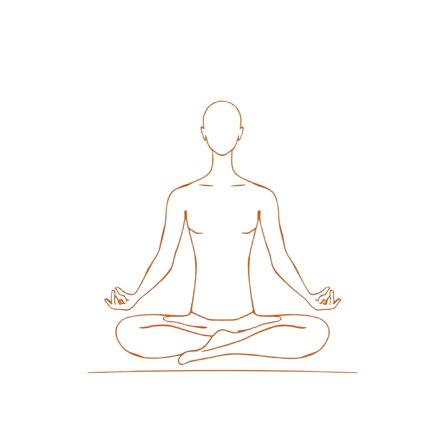 Line illustration of a person sitting upright